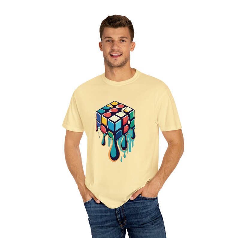 Unique Melting Cube Pattern Tee | Puzzle Lover's Shirt | Geometric ...