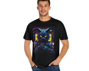 Android Cat T-Shirt | Cyberpunk Robot, Unisex Cotton Tee