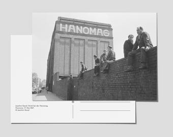 Vintage Postkarte Hannover - Streik bei der Hanomag - 1967 - Fotografie Joachim Giesel