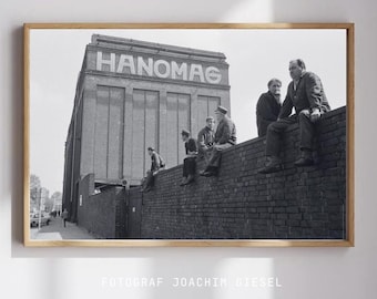 Póster vintage Streik bei der Hanomag (DIN A2) Hannover 1967 - Fotografía Joachim Giesel Póster