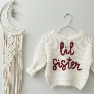 Custom hand embroidered baby name sweater, Toddler infant baby name sweater, oversized chunky name sweater, custom baby sweater