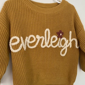 Custom hand embroidered baby name sweater, Toddler infant baby name sweater, oversized chunky name sweater, custom baby sweater image 3