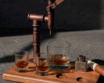 Vintage Bourbon Whiskey Dispenser, Industrial Man Cave Decor