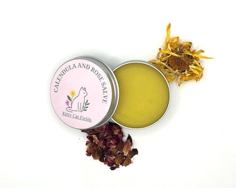 Onguent au calendula et à la rose | Baume pour les pattes d'oie | pommade à base de plantes | Rose et calendula biologiques | Crème anti-rides