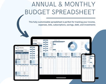 Budget Spreadsheet Template | Google Sheets, Finance Tracker (Digital Download)