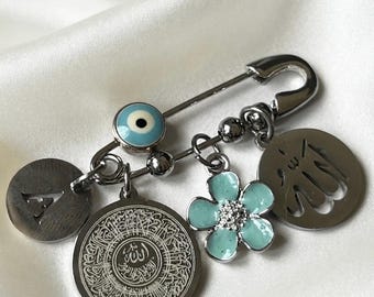 Personalized Ayatul Kursi Baby Pin – Custom Baby Protection Pin – Allah Charm Evil Eye – Islamic Baby Shower Gift – New Born Gift