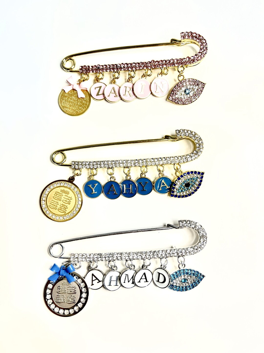 Personalized 4 Qul, Ayatul Kursi, Allah, Pink, Blue, Diamante, Baby