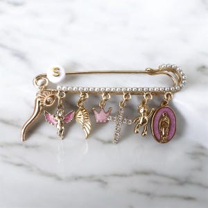 Personalized Baby Pin Set: Baptism Brooch, Custom Charm Keepsake