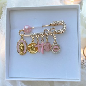 Personalized Baby Pin Set: Virgin Mary, Baptism Gift