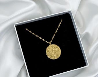 18K Gold Plated Al-Fatiha Necklace, Arabic Quran verse Pendant Muslim gift pendent