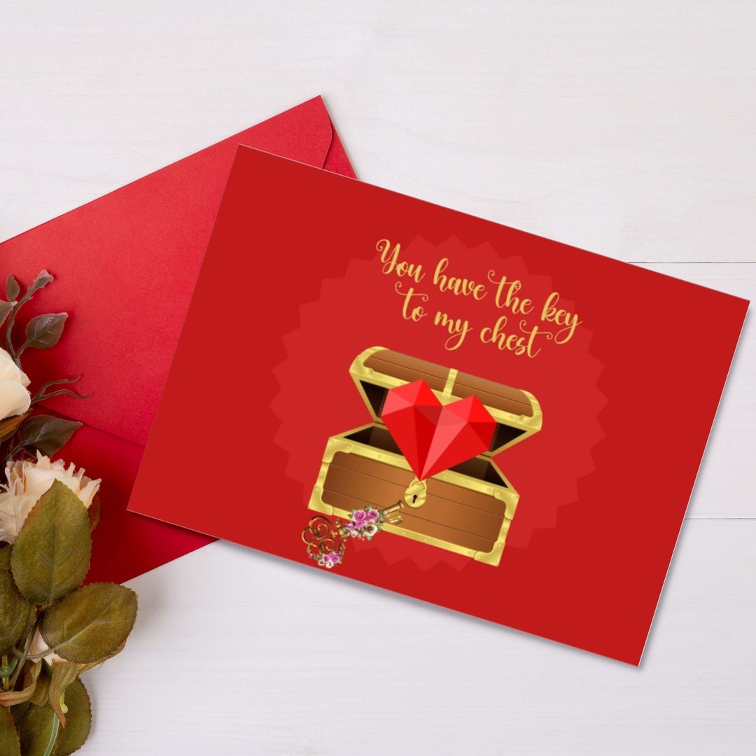 You Have the Key to My Chest Cards Set of 4 Heart Cards, You Have the