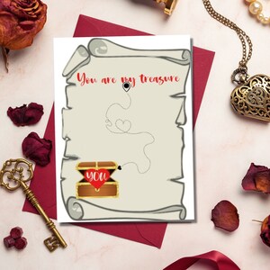 Cartão You Are My Treasure - Conjunto de 2 cartões dobráveis, cartão de dia dos namorados para ele, ela - marido, esposa, namorada, cartão de aniversário para impressão