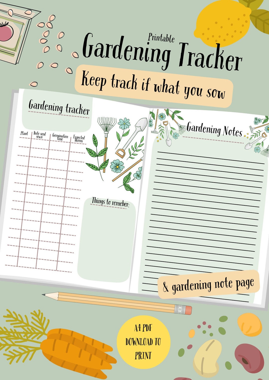 Printable Gardening Tracker / Seed Tracker / Seed Sowing - Etsy