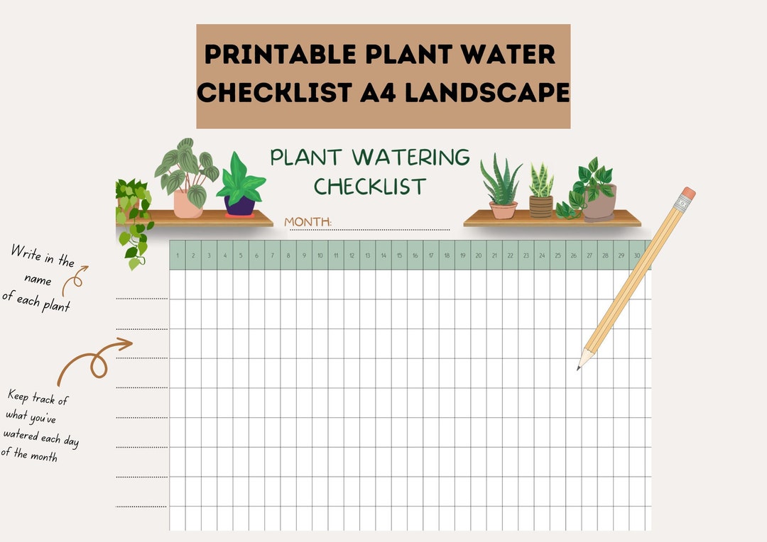 Printable Monthly Checklist Plant Care Checklist Plant - Etsy Canada