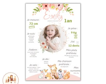 affiche anniversaire bébé, affiche anniversaire enfant, child poster birthday