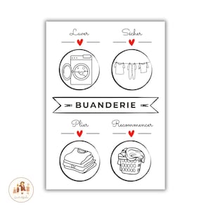 cartel decorativo para lavadero, cartel decorativo para lavandería, pictogramas de lavado, cartel para lavandería