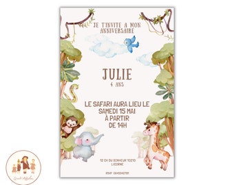 carte invitation anniversaire enfant jungle