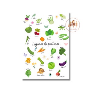 Decorative kitchen poster, decorative spring vegetable poster, spring vegetable poster