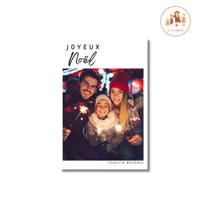 carte de Noël photos, carte de Noël minimaliste, carte photo joyeux Noël, carte personnalisable, photos de famille, affiche famille noel