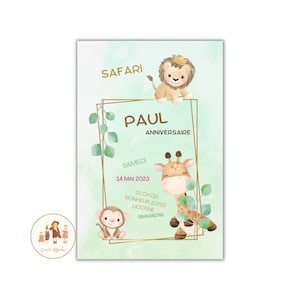 carte invitation anniversaire enfant jungle