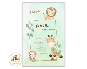 carte invitation anniversaire enfant jungle