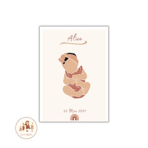 Poster di nascita per bambina, poster per neonati, poster con nome per neonati, neonato, data di nascita, regalo per neonati, poster per neonati, bambina