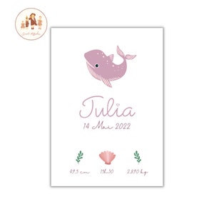 Personalisiertes Geburtsplakat „Balaine“, Baby-Souvenir-Poster, Initiale, Vorname, Gewicht, Größe und Zeit, Baby-Poster, Baby-Geschenk