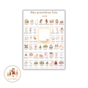 Poster meine bisherigen ersten Male personalisiert, personalisiertes Geschenk zur Geburt, Poster zum ersten Mal eines Kindes zum Stempeln