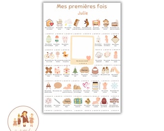 Cartel mis primeras veces personalizado hasta la fecha, regalo de nacimiento personalizado, cartel de primeras veces del niño para estampar