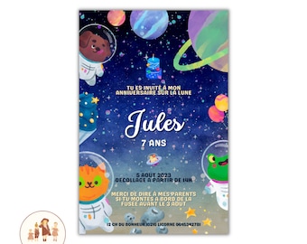 carte invitation anniversaire enfant astronaute