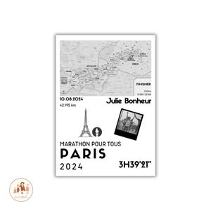 cartel de maratón para todos con foto, cartel de maratón personalizado, maratón, cartel personalizable de maratón de París imagen 2