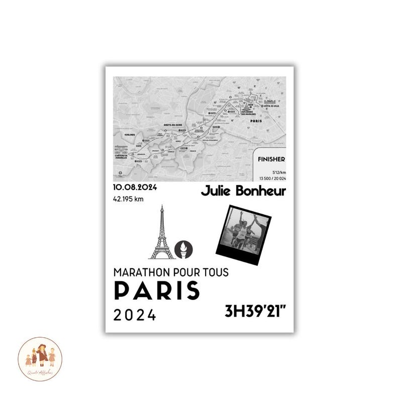 cartel de maratón para todos con foto, cartel de maratón personalizado, maratón, cartel personalizable de maratón de París imagen 2