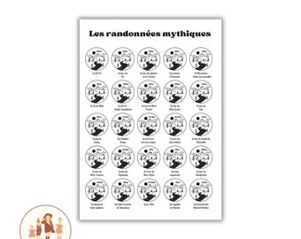 personalized scratch-off hiking poster, legendary hikes, mountain poster, hiking souvenirs, challenge
