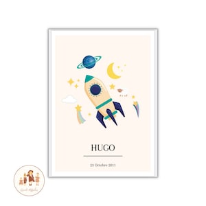 Cartel de nacimiento infantil personalizado astronomía, cartel de recuerdos de bebé, cartel con fecha de nacimiento, cartel de nombre