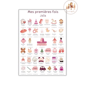 Poster le mie prime volte personalizzato fino ad oggi, regalo di nascita personalizzato, poster delle prime volte del bambino da timbrare