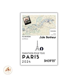cartel de maratón para todos con foto, cartel de maratón personalizado, maratón, cartel personalizable de maratón de París imagen 1