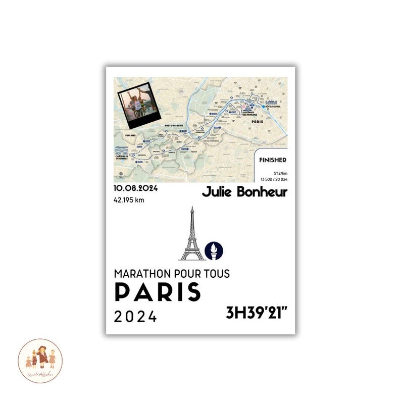 cartel de maratón para todos con foto, cartel de maratón personalizado, maratón, cartel personalizable de maratón de París imagen 1