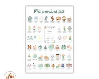 Mes premières fois, affiche première fois bébé, date importante bébé, first time baby, bébé garçon, baby boy, garçon, boy