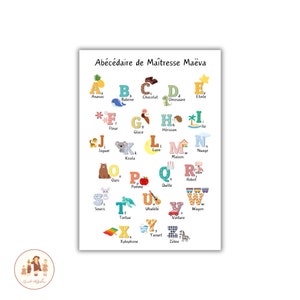 Poster alfabetico per bambini personalizzato, alfabeto dei nomi, poster educativo