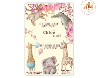 carte invitation anniversaire enfant jungle