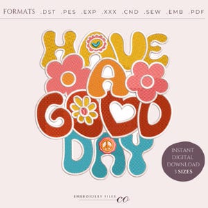 Diseño de bordado con cita positiva: Estampado floral moderno (PES, DST) en bastidor de 4x4, 5x7 (descarga digital)