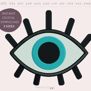 Blue Evil Eye Embroidery Design: Trendy Machine Embroidery File (Digital Download)