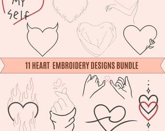 Heart Embroidery Designs: Trendy Bundle (PES, DST)