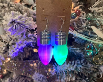 Amazing Light Up Glowing Lightbulb Earrings • Custom 3D Printed Festive Holiday Party Jewelry Mini Light Bulb