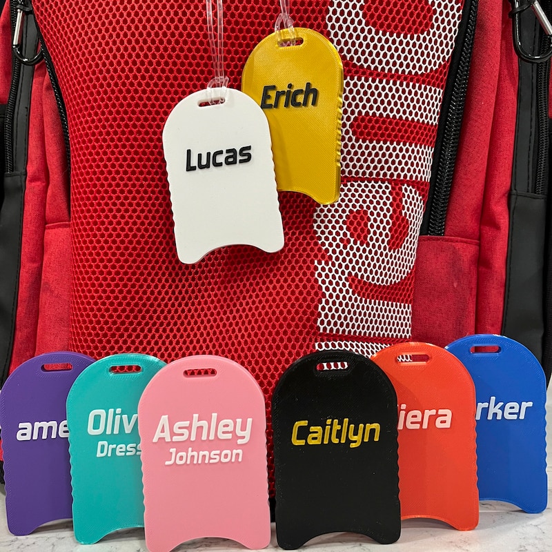 Swimming Personalized Kickboard Custom Bag Tag • Swimmer Swim Bag Tag 3D Printed Kick Board! Swim Team Coach Gift! State Meet USA!