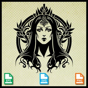 Sacerdotessa gotica in formato SVG, eps gotico, Silhouette Cameo4, Cricut, File di taglio, Design di Halloween, Horror, SVG gotico, Uso commerciale, Demoniaco, PNG
