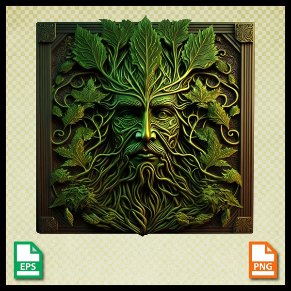 Green Man png, Decorative Tile eps, Coaster clipart, cricut coaster clipart, Silhouette Cameo, Print your own, Cricut, Png files