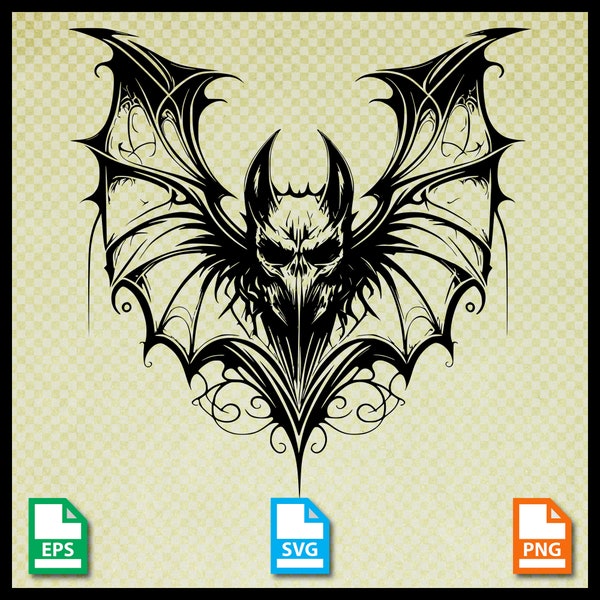 Gothic Bat svg, Gothic eps, Silhouette Cameo4,  Cricut, Cut file, Halloween design, Horror, Gothic svg, Commercial use, png, mythical beast