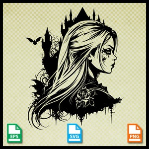 Goth Girl svg, Gótico eps, Silhouette Cameo4, Cricut, Cortar archivo, Gráfico de gato, Bruja, Gótico svg, Emo, Uso comercial, Clipart, Adolescente