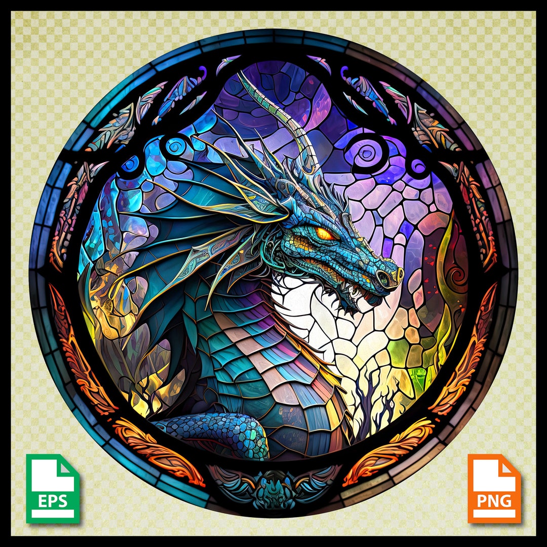 A Dragon Printable Download, Mystical Design, Circular Graphic, Png, Clipart, Commercial Use ...